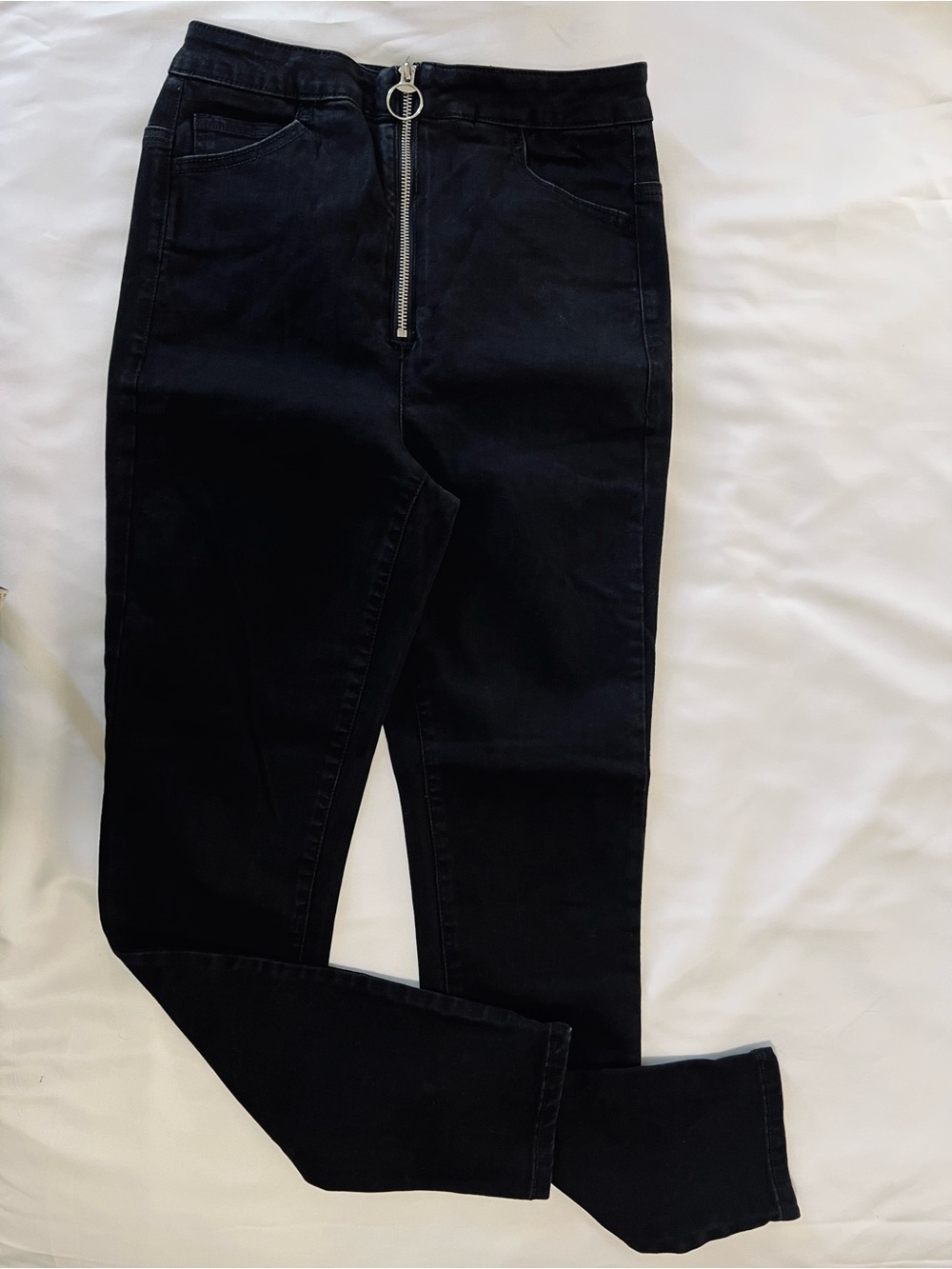 Garage Black Skinny Jeans with Front Ring-Zip